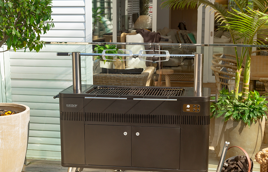 Everdure By Heston HUB 2 54-Inch Charcoal Grill W/ Rotisserie & Electronic Ignition (Matte Black) - HBCE3BUS