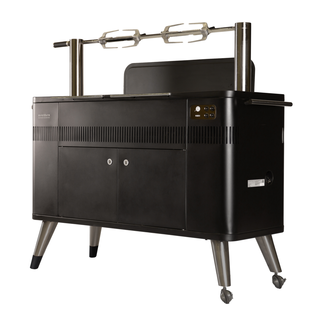 Everdure By Heston HUB 2 54-Inch Charcoal Grill W/ Rotisserie & Electronic Ignition (Matte Black) - HBCE3BUS