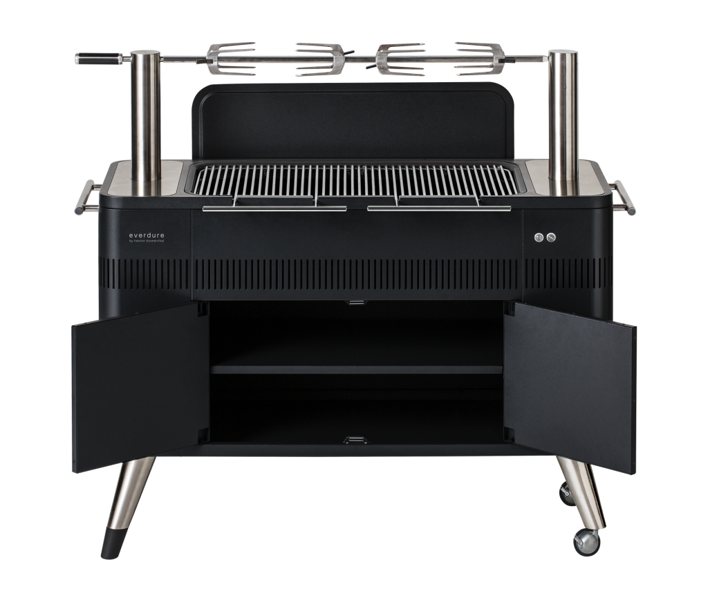 Everdure By Heston HUB 1 54-Inch Charcoal Grill W/ Rotisserie & Electronic Ignition (Matte Black) - HBCE2BBUS